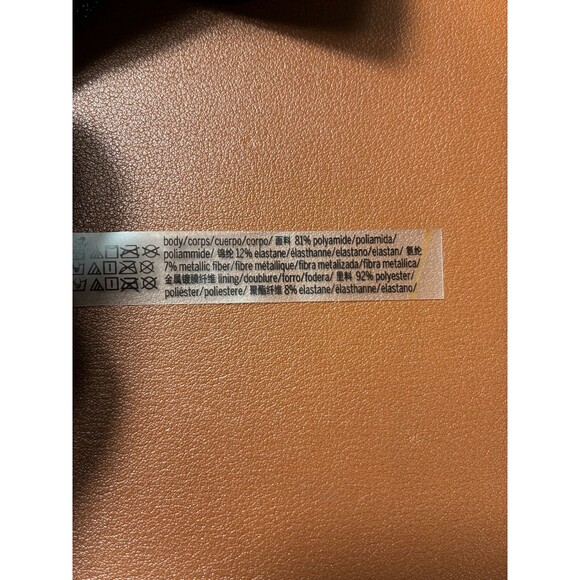 PINK Victoria's Secret Bikini Top L/G Black Gold Shimmer Padded Halter Swim - Picture 4 of 4